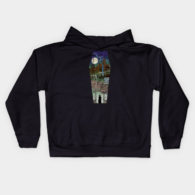 See You In The Fog - Knott's Scary Farm Kids Hoodie by Cartarsauce Threads 